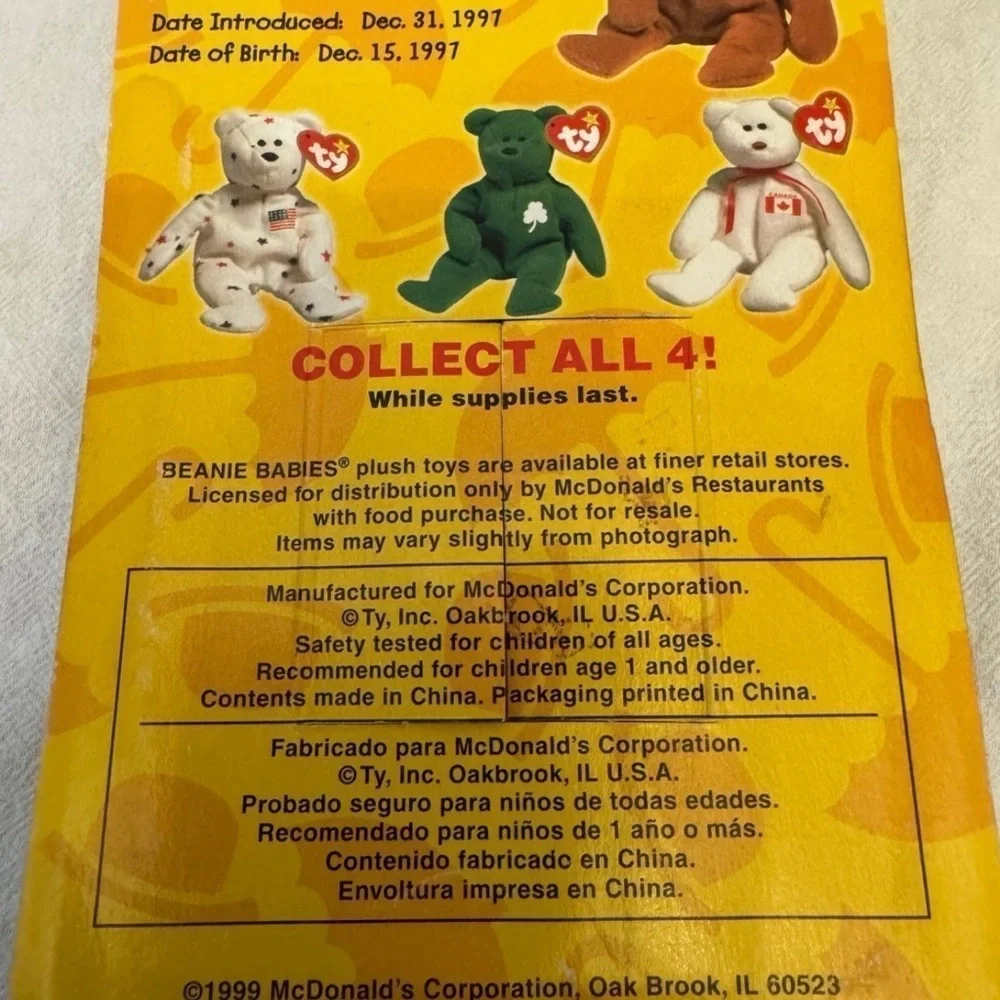 Ty Beanie Babies Britannia The Bear McDonald’s 1997 Collectible Great Britain